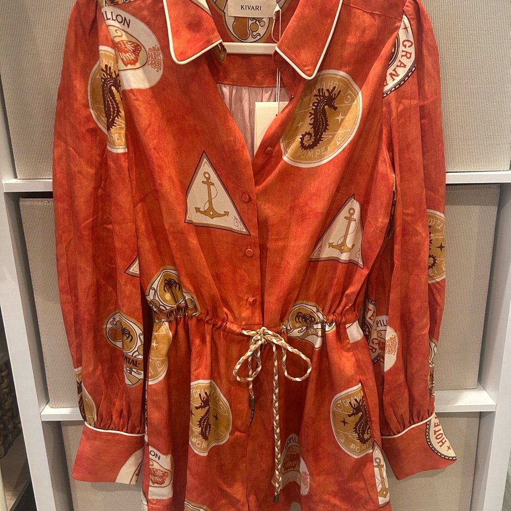 Kivari Fiery Red and Gold Romper dress